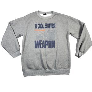 Converse VTG Gray Graphic Crew Neck Sweatshirt Sz‎ L Grunge Skater Unique